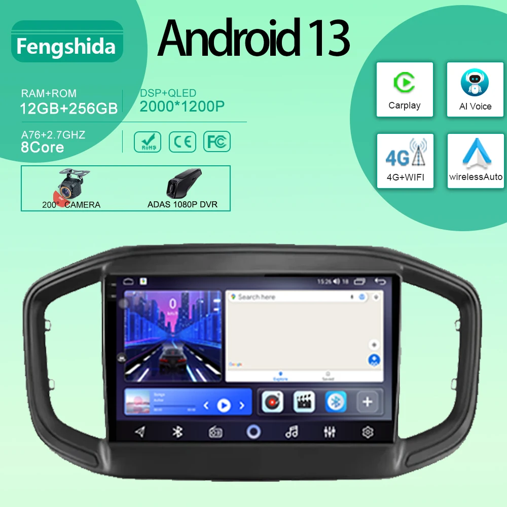 

Android 4G For Fiat Strada 2020 2021 2022 Car Radio Multimedia Player Auto Video Stereo CarPlay Navigator GPS WIFI DSP No 2din