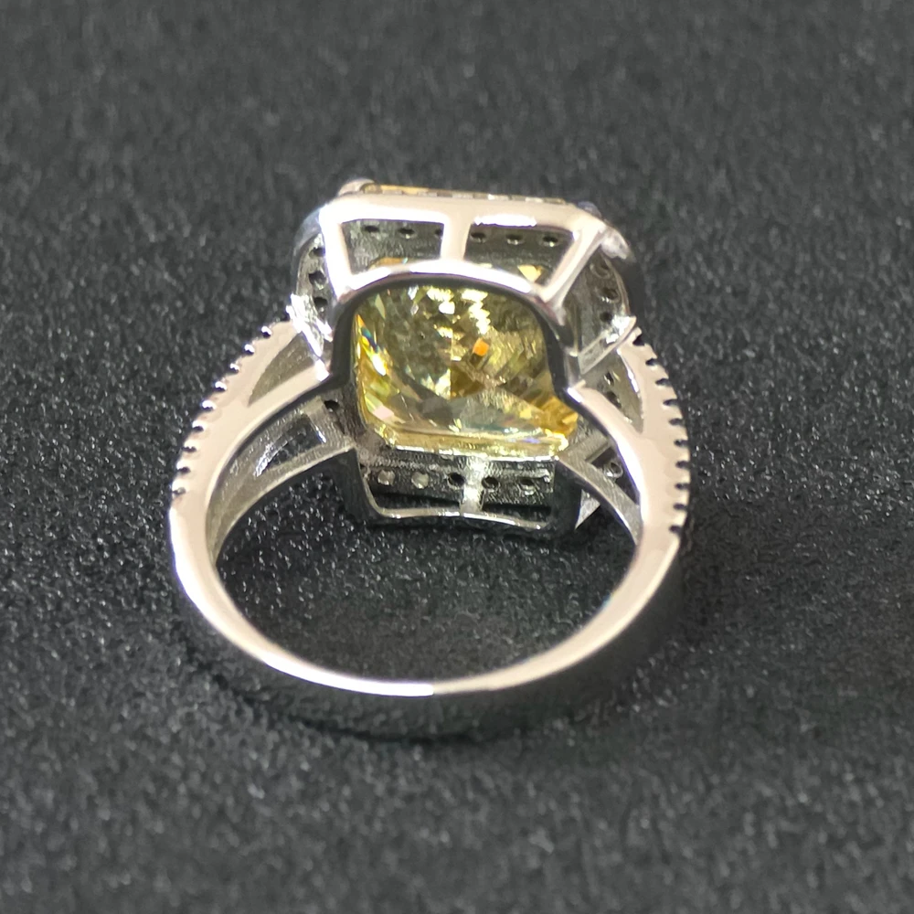 Imagem -03 - Kqdance-luxo Real 925 Conjunto de Jóias de Prata Esterlina para Mulheres Zircão Preto e Anel de Diamante Quadrado Amarelo de Alto Carbono Brincos