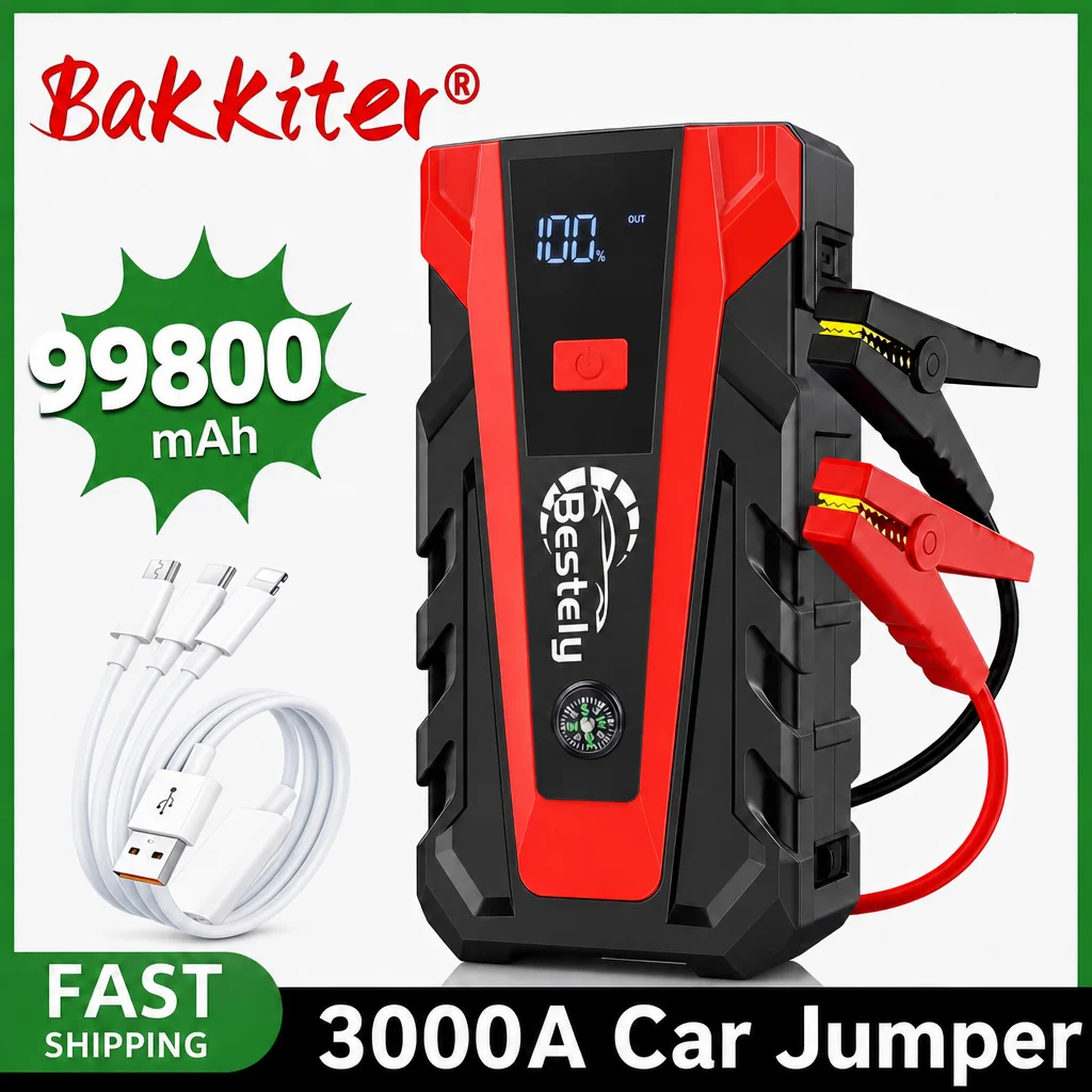 

Bestely 12V 99800mAh Car Battery Jump Starter,Portable Battery Booster/Auto Emergency Starter Power supply with LED Flashlight