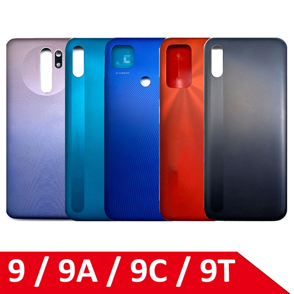 NEW Battery Cover Rear Door Housing Cover Replacement For Redmi 9 / 9A / 9C / 9T Back Rear Cover With Side Button Key