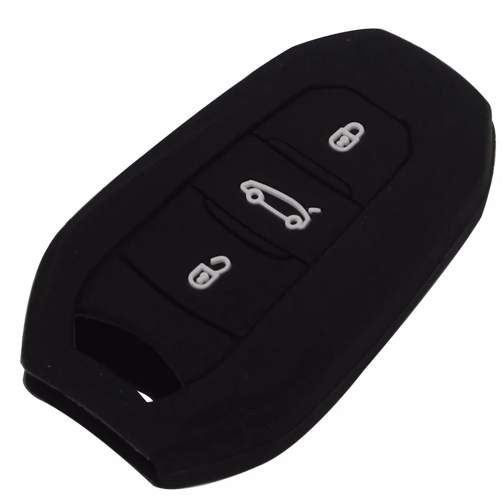 Jingyuqin 3 Button Smart Key Fob Silicone Cover Case For Peugeot 508 301 2008 3008 4008 407 408 Citroen C5 C6 C4L CACTUS C3XR DS