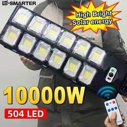 20000LM Solar Lights Outdoor External Solar Lamp with Motion Sensor Remote Control Solar Powered Spotlight Lamp Wall Street Lamp