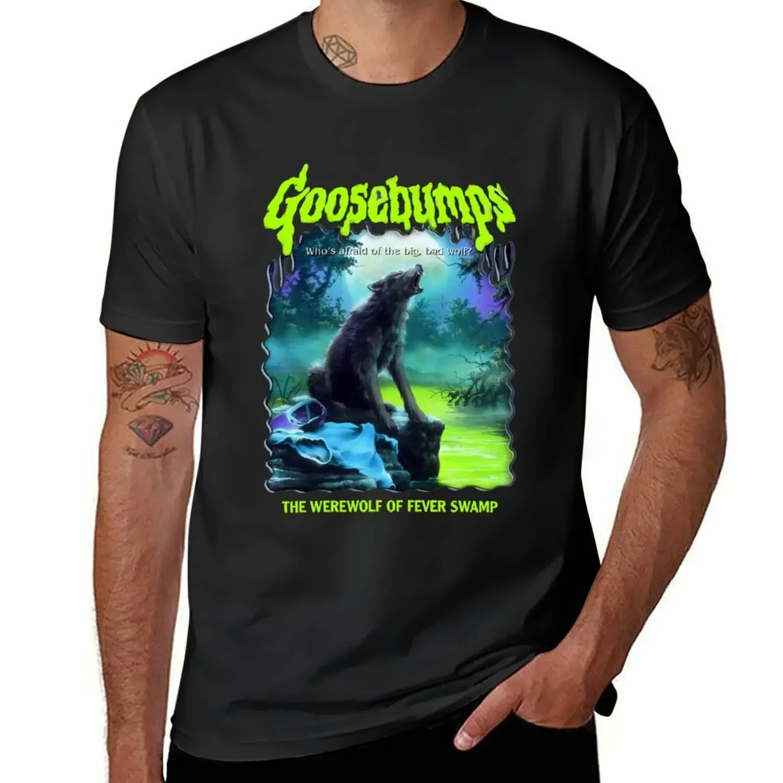 R.L. Stine Goosebumps Nightmare Halloween Werewolf Fever Swamp T-Shirt shirts graphic tee vintage t shirts Short sleeve tee men