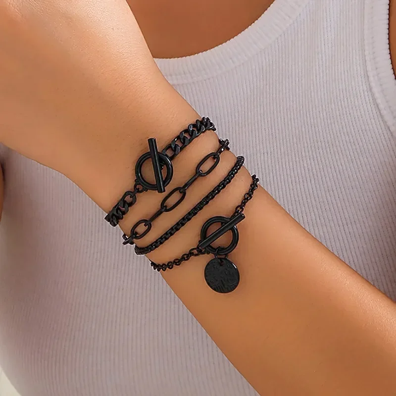 

Sweet and Cool Black Halloween Pendant Bracelet Set Jewelry for Women