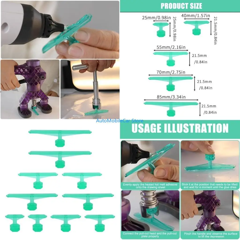 G8TE Car Dent Repair With Clear Plastic Pulling Tabs Multiple Depth Adaptability