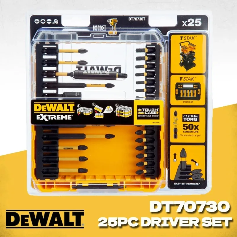 DEWALT DT70730T 25Pcs Extreme Flextorq Bit Impact Ready Torsion Zone S2 Steel Impact Diver Screw Bits Power Tool Accessories