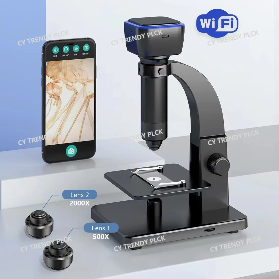315Wifi 2000X Dual Lens High Power Biological Microscope USB/WiFi Mobile Phone Mite Digital Microscope