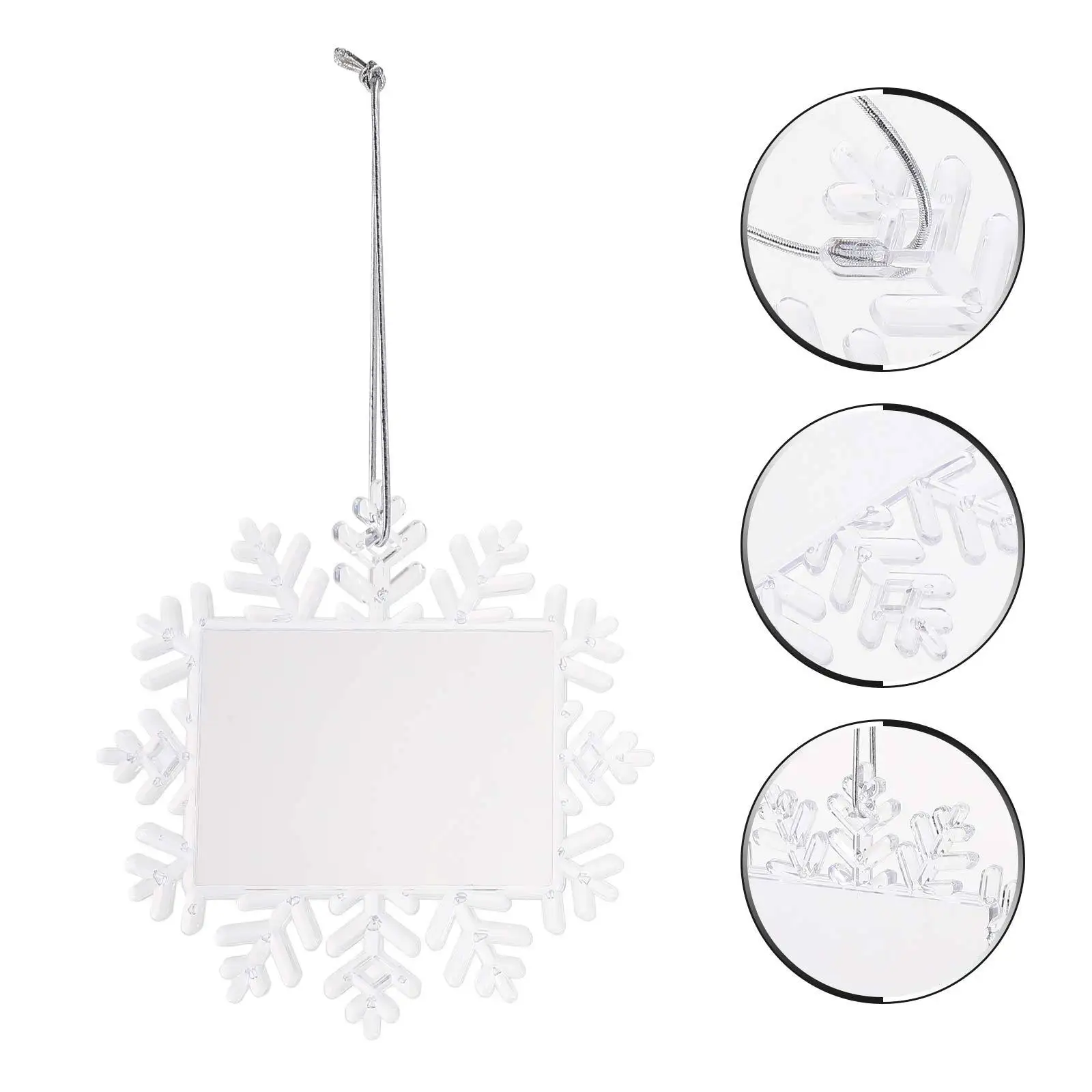 

2Pcs Christmas Snowflake Photo Frame Pendant Beautiful DIY Hanging Ornament Xmas Tree Decoration Photo Frame Ornament