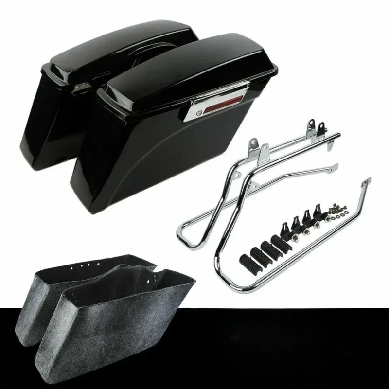 Motorcycle Hard Saddlebags Saddle Bag With Conversion Bracket For 1986-2017