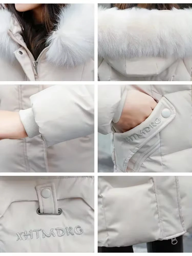 Winter Jacket Woman Parka Long Clothes New Thicken Coat Fur Collar Hooded Warm Snow Wear Down Jacket Woman Padded Clothes