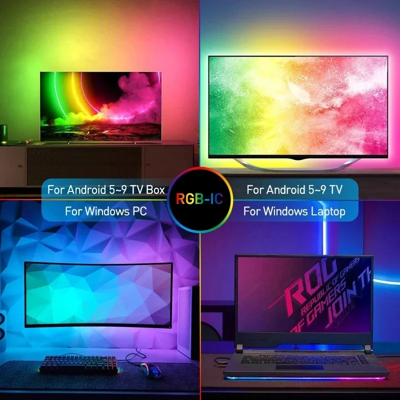 Imagem -06 - Inteligente Ambiente Monitor Rgb Iluminação Led Gaming pc Backlight Usb Led Strip para Windows Computador Tela Dinâmica Faça Você Mesmo Lâmpada de Fundo