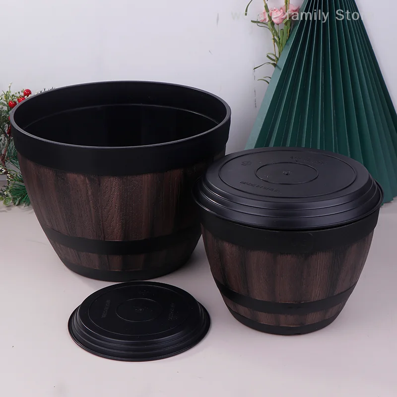 Bucket-liked Flower Pot Large Capacity Retro Planter For Home And Garden Resin European Retro Lotus Water Lily Pot