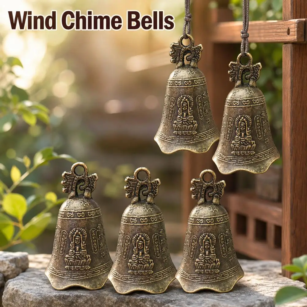 5pcs Copper Sculpture Pray Guanyin Bell Antique Bell China's Mini Brass Shui Feng Bell Invitation Buddha Buddhism