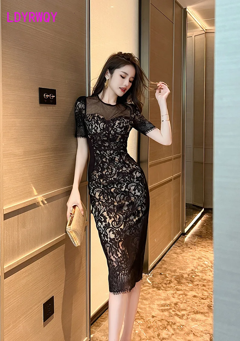 

2023 Summer New Lace Dress Women's Style Hip Wrap