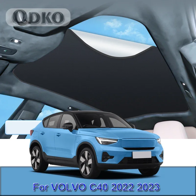 Car Electrostatic Adsorption Sunroof Sunshade Covers For VOLVO C40 2022 2023 2024 Heat Insulation Skylight Sticker Accessories