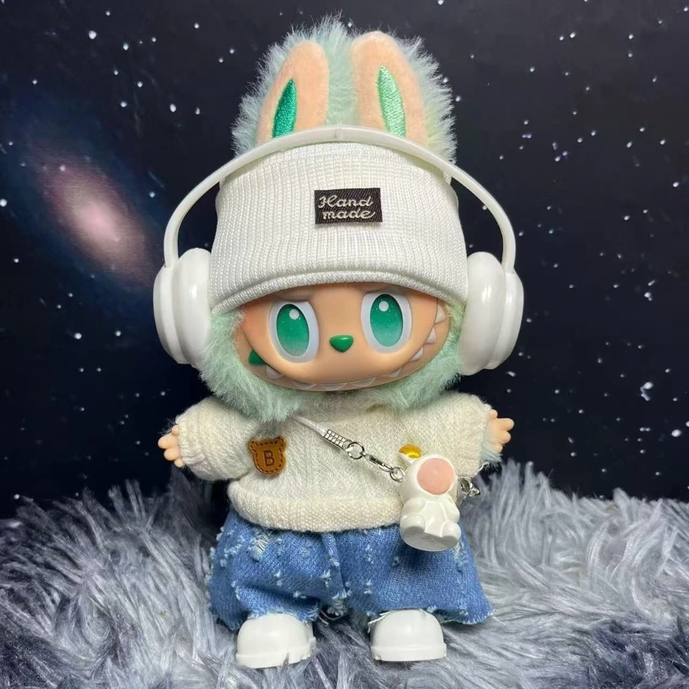 17cm labubu clothes outfit Plush doll clothes Macaron Cute Clothing DIY Kid Gift Dog Clothes Hair accessories v1 v2 clothes