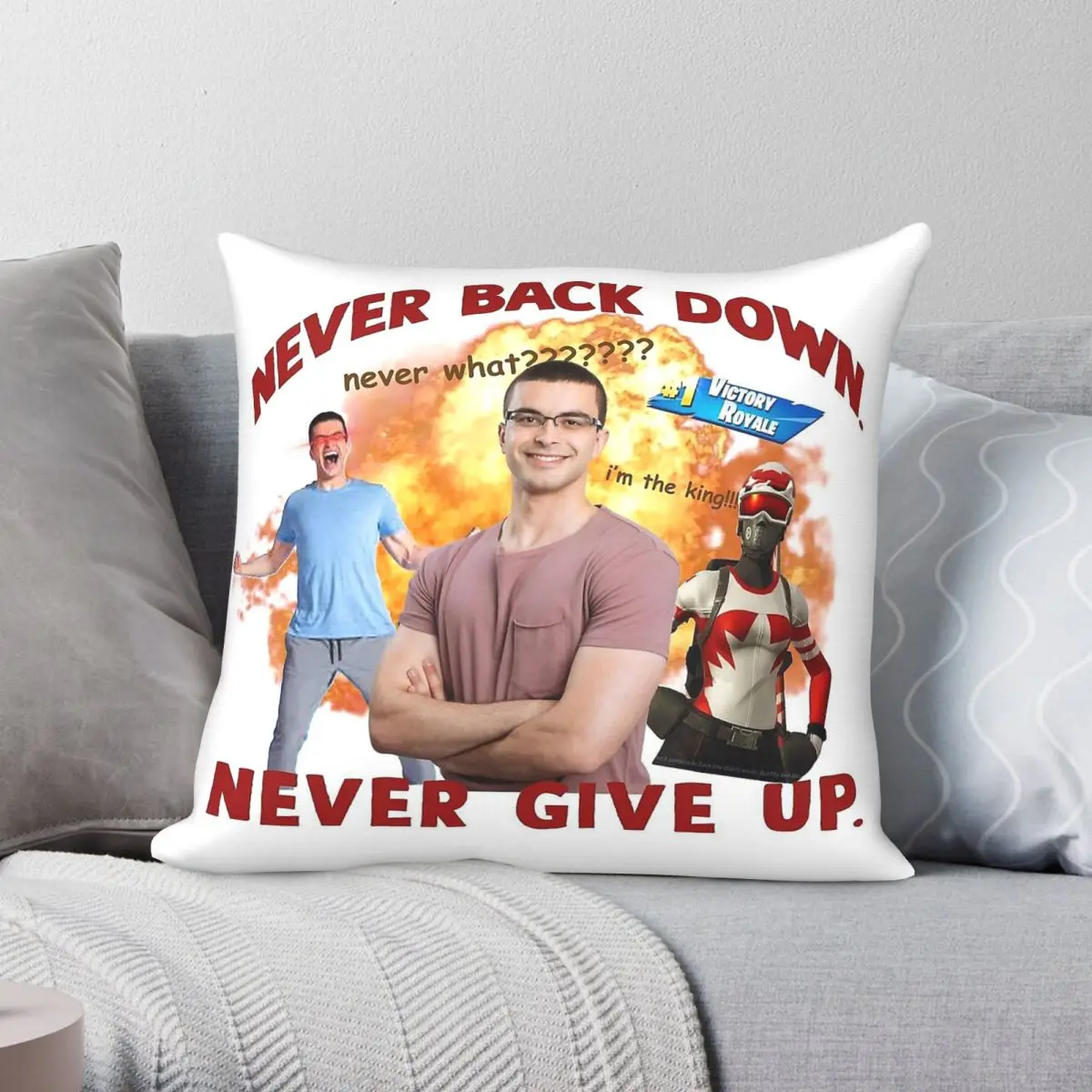 Never Back Down Never Give Up Nick Eh 30 Square Pillowcase Polyester Linen Velvet Pattern Zip Home Cushion Cover Wholesale 18
