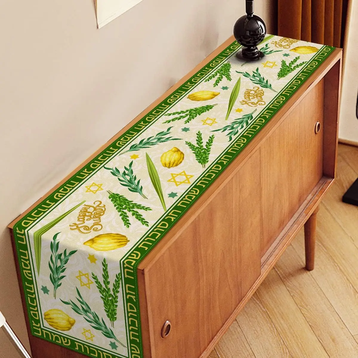 Sukkot Linen Table Runner Sukkah Decorations Reusable Etrog Lulav Jewish Holiday Party Supply Kitchen Dining Room Table Decor