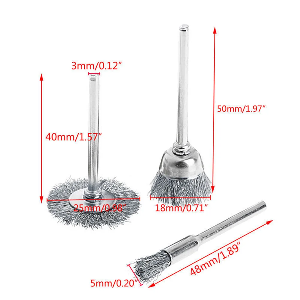 9Pcs/set Steel Wire Brush For Dremel Rotary Tool Paint Rust Removal Polishing Grinding Wheel Stainless Steel Wire Brushes