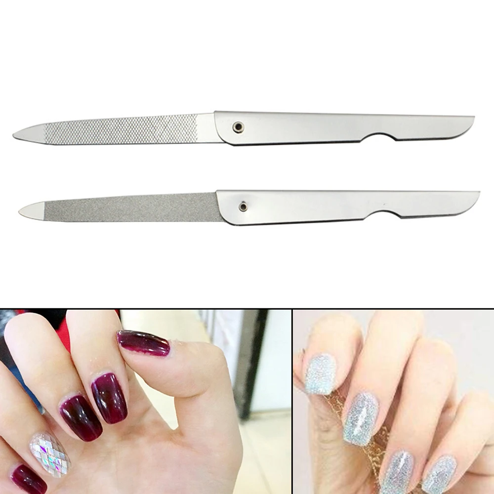 Falt nagel feile Metalls chleifen Edelstahl Maniküre Puffer Pediküre Nail Art Tools neue profession elle tragbare Nagel feilen