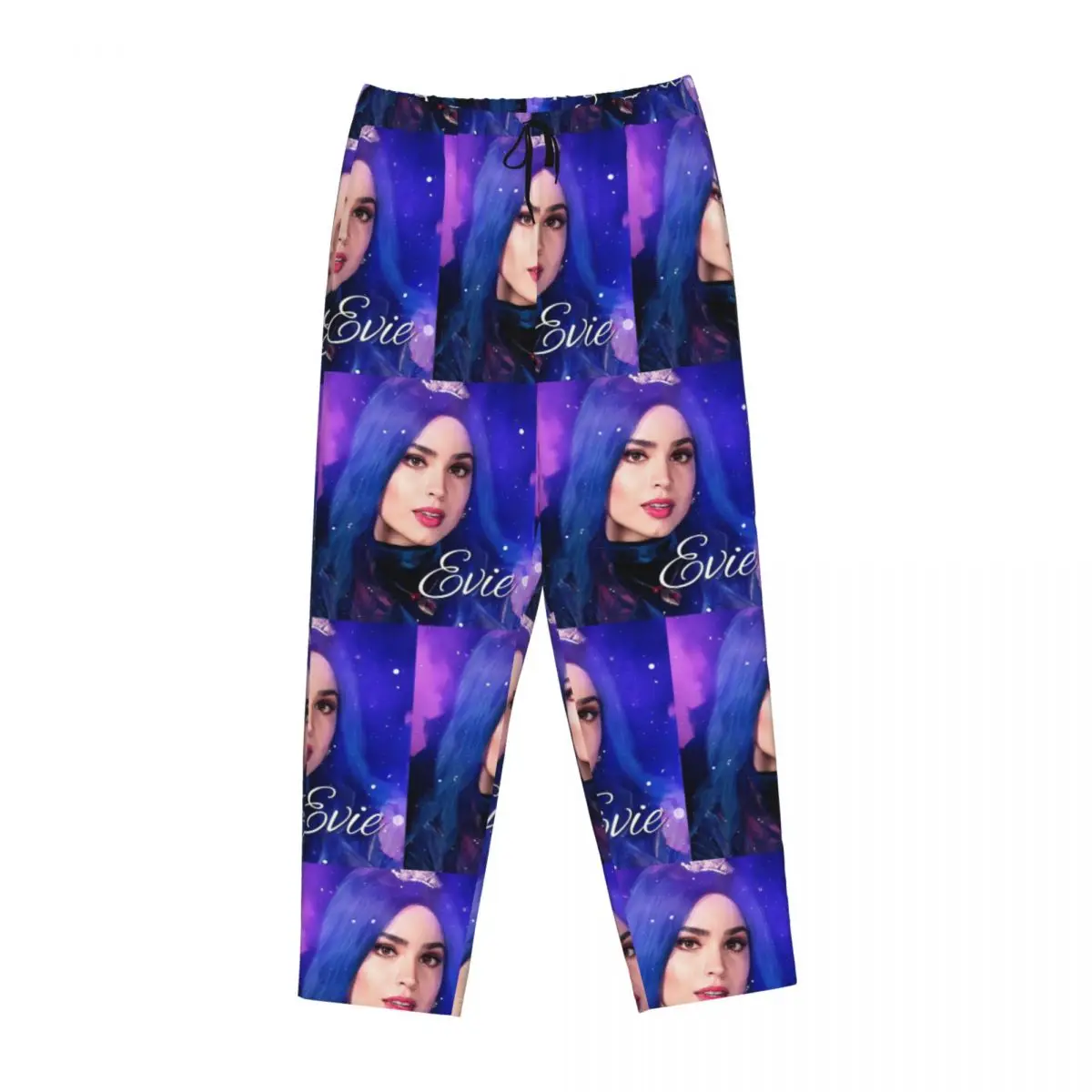 Custom Printed Womens Evie Blue Princess Pajama Pants Descendants Movie Sleepwear Sleep Lounge Bottoms with Pockets