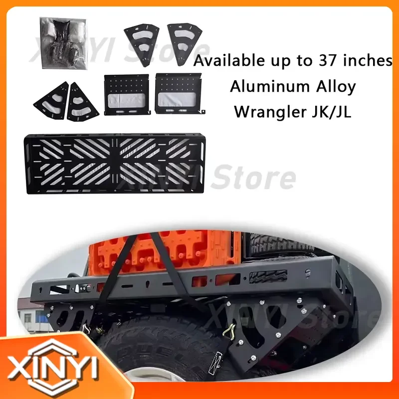Spare Tire Mounted Cargo Platform Rack Top Storage Rack for Jeep Wrangler JL JK Lantsun JL1310 Fits Up to 37 Inch Tires