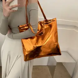 Chic Glossy Tote Bags Colorful Shiny Women Underarm Bag Pu Leather Handags Women Shopping Shoulder Bag Girls Clutch bolsa