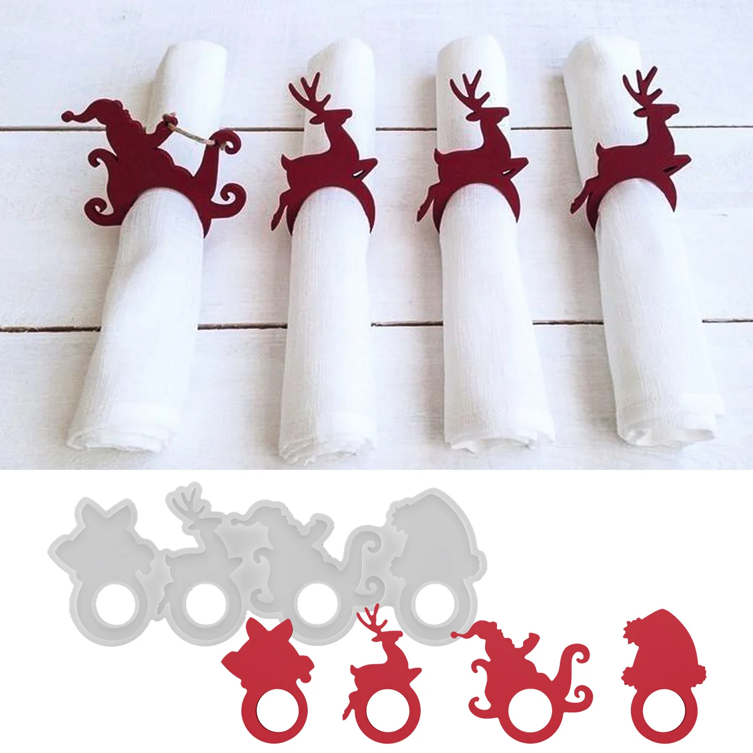 

DIY Christmas Mold Multi Cavity Resin/Plaster/Epoxy Craft for Ornaments Napkin Rings Holiday Home Decor Christmas Party DIY Gift