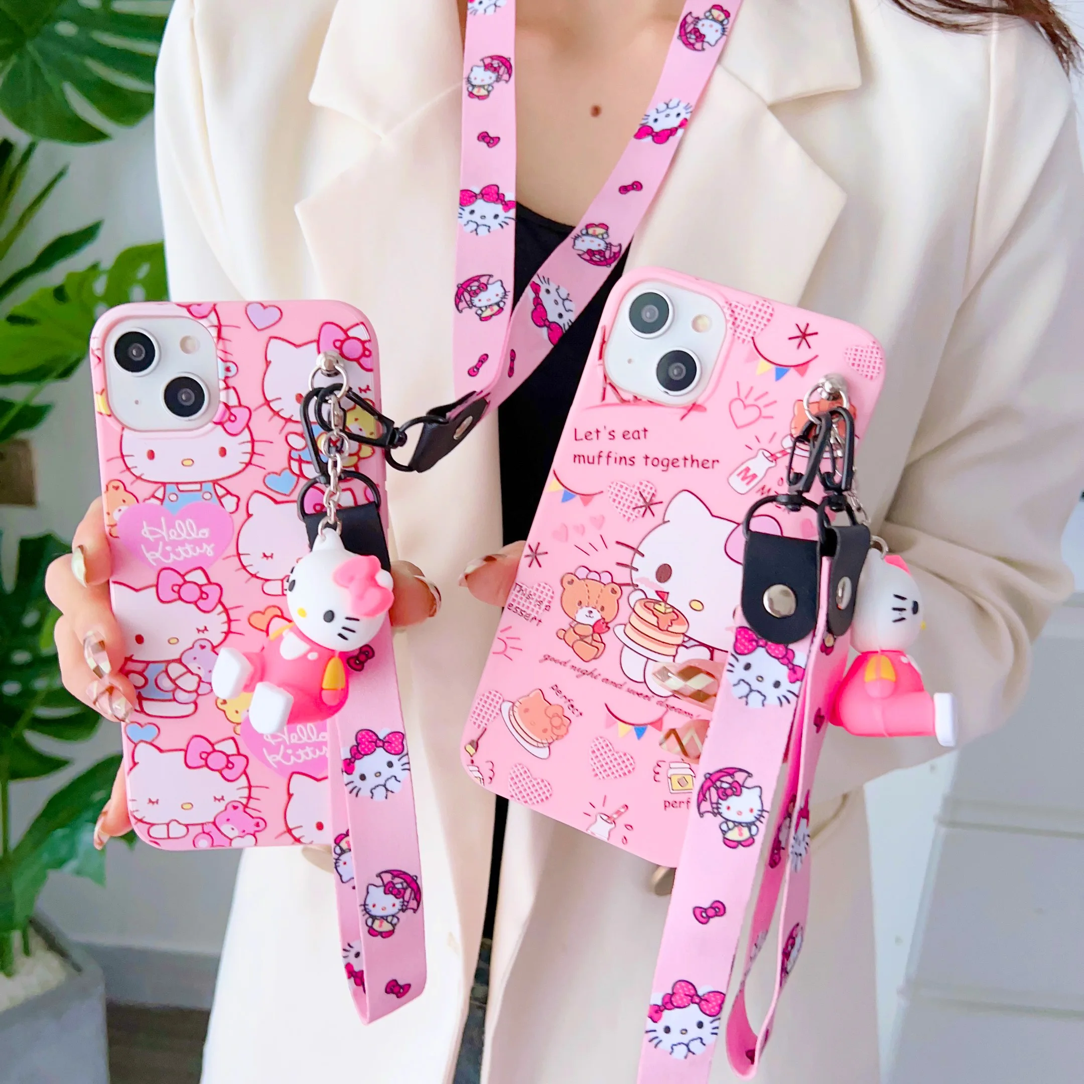 For Huawei P20 P30 P40 lite Pro Y9 Y9 Prime Y9s Mate 10 20 lite Hello Kitty Phone Case With Holder Rope