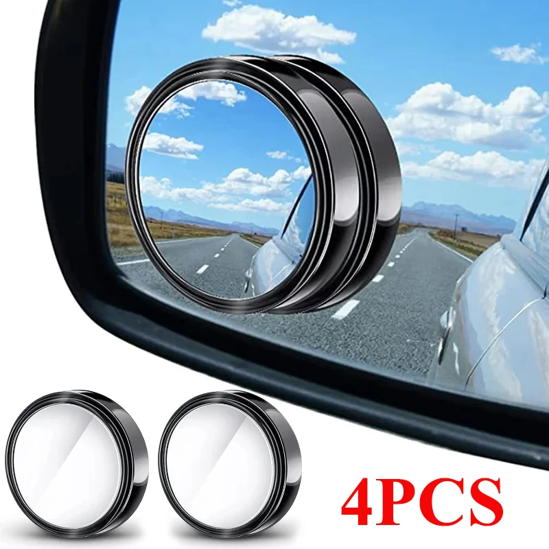 4Pcs Round Blind Spot Mirrors 360° Adjustable Car Auxiliary Rearview HD Wide Angle Reversing Rearview Mirror Safety Driving