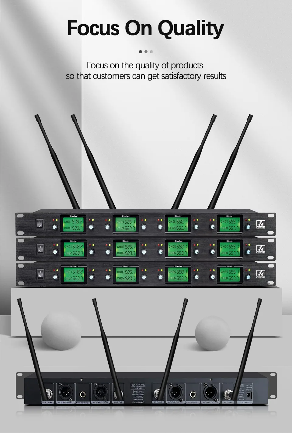 Microphone sans fil professionnel pour système UHF, 8 canaux