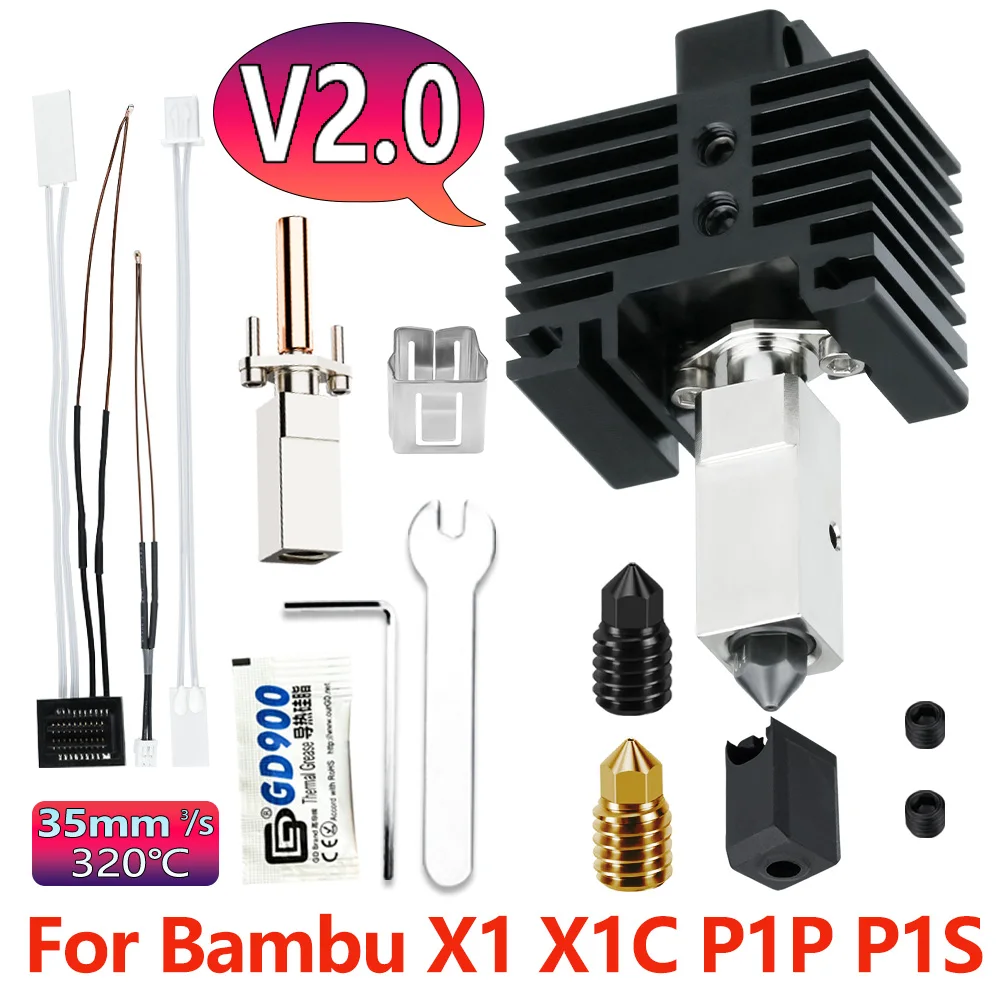 Upgraded For Bambu Lab Hotend With Nozzle For Bambu Hotend Nozzle For Bambu Labs P1S X1 Carbon P1P Thermistor P1S Print Head