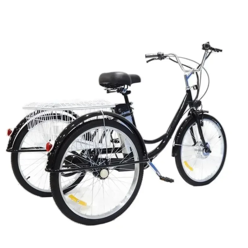 Electric Bike 3Wheel 36V350W12AH 24Inch Tire Electric Tricycle Removable Battery With Basket Women Adult Leisure Elderly Ebike