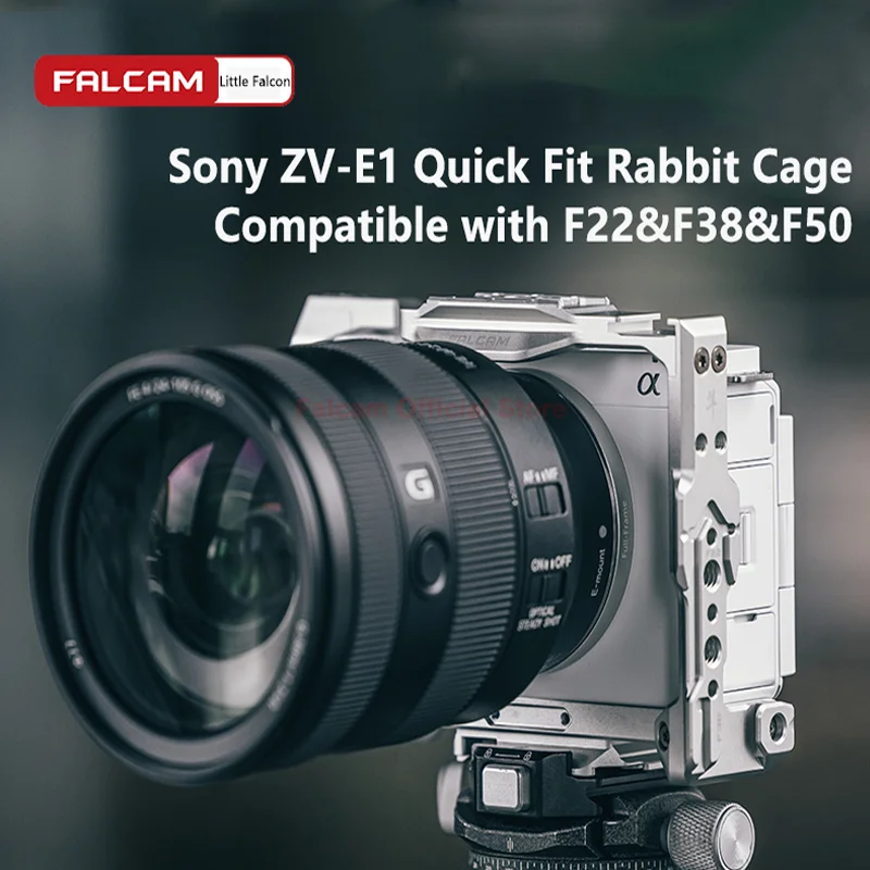 

FALCAM F22 F38 F50 Quick Release Full Camera Rabbit Cage Rig L Bracket Plate Baseplate for Sony ZV-E1 Camera