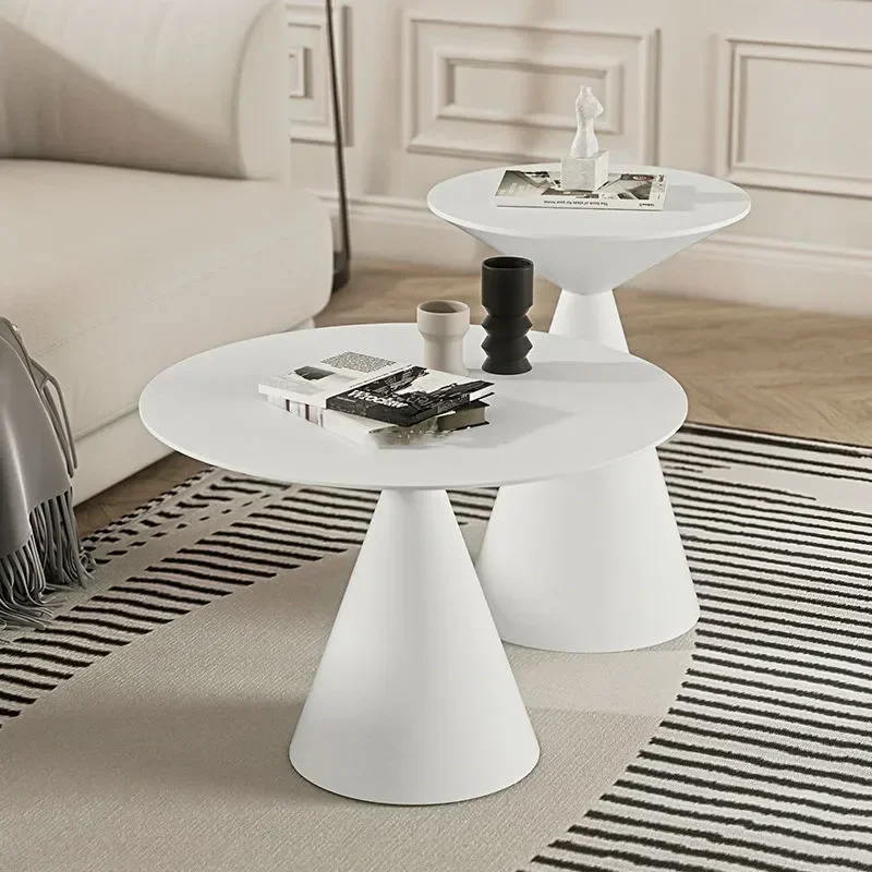 Simple Round Light Luxury Metal Coffee Table Living Room Furniture Sofa Side Table A Few Balcony Tea Table Bedroom Nightstand