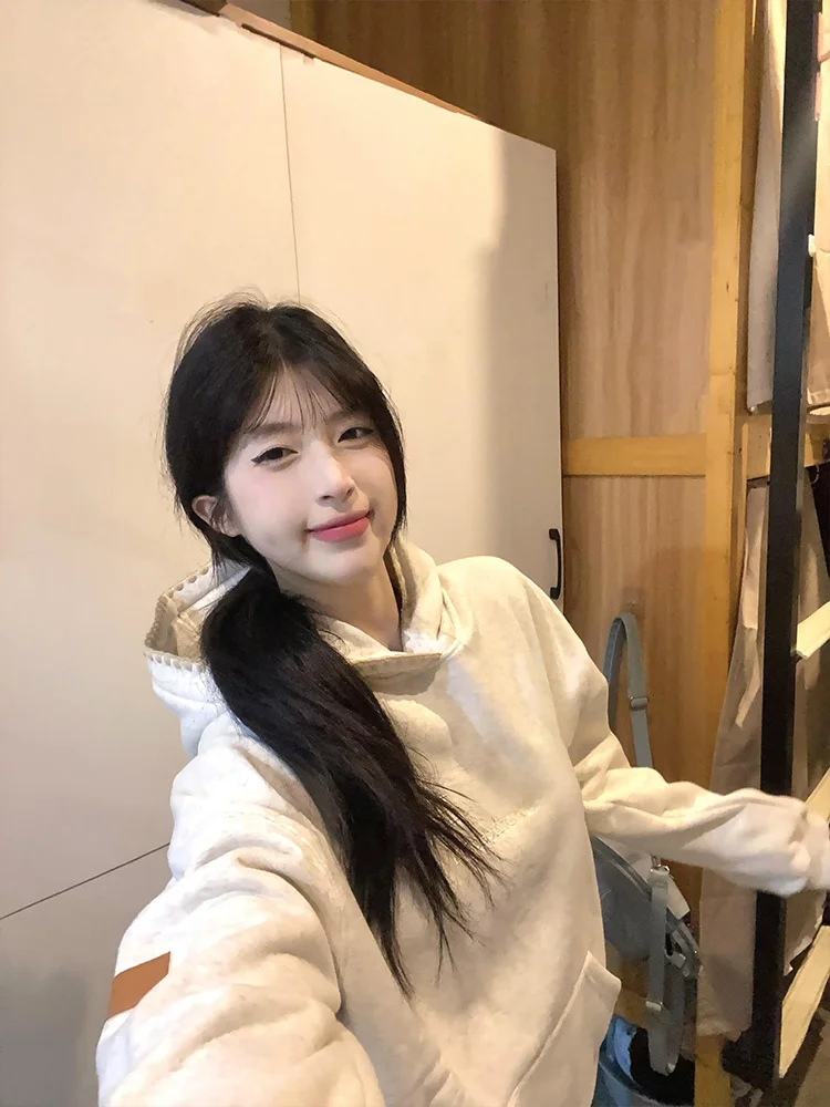 

Женская толстовка с капюшоном оверсайз Thiened Fce, свободная верхняя одежда, уличная одежда, осень-зима, универсальная толстовка для пар, повседневная уличная...