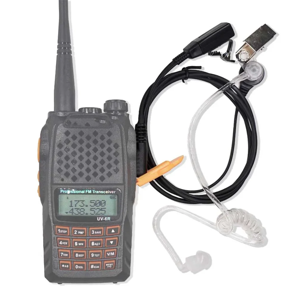 Air acústico tubo fone de ouvido com gancho giratório Mic para Walkie Talkie, rádio fone de ouvido, 2 pinos Covert