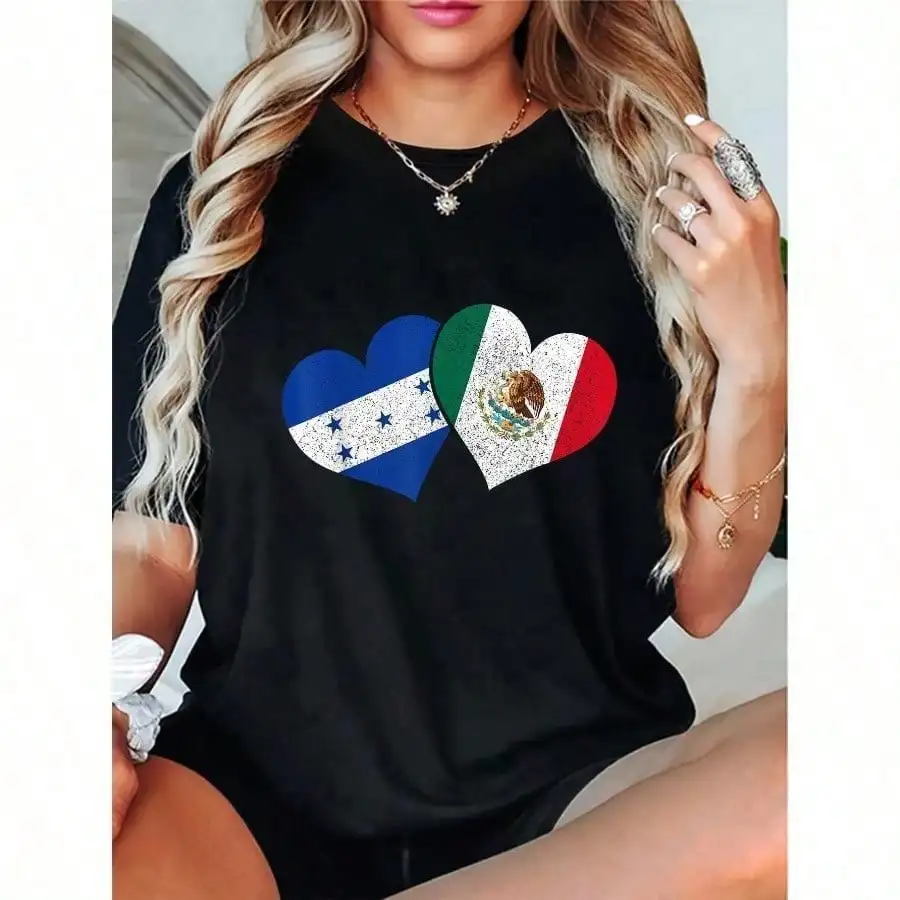

Honduras Mexico Mexican Honduran Flag Heritage T-Shirt Casual Short Sleeve Shirt
