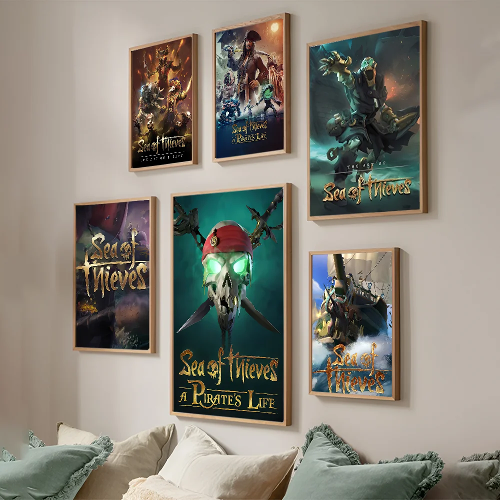 Game Sea Of T-Thieves DIY Sticky Poster Fancy Wall Sticker for Living Room Bar Decoration Wall Decor