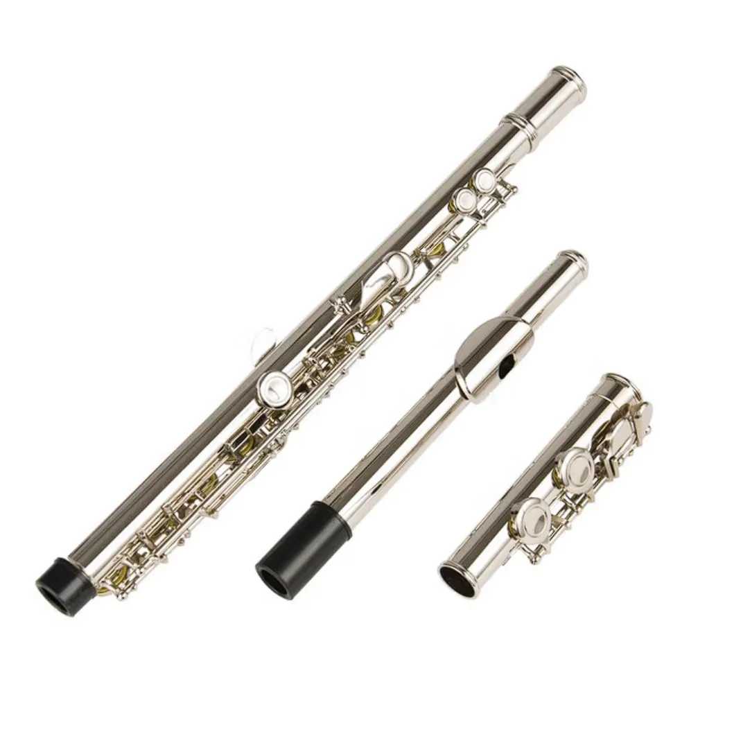 Student Concert C Key Flute 16-Hole Closed-Hole Design Offset G Split E for Easy Playing and Better Intonation