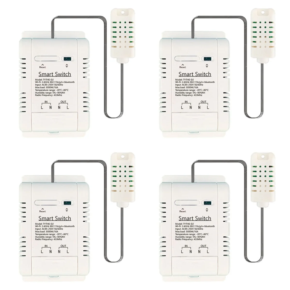ABMF-4X Wifi TH-16 สวิทช์ Tuya ควบคุมการใช้พลังงานการตรวจสอบอุณหภูมิและความชื้นเทอร์โมสําหรับ Alexa