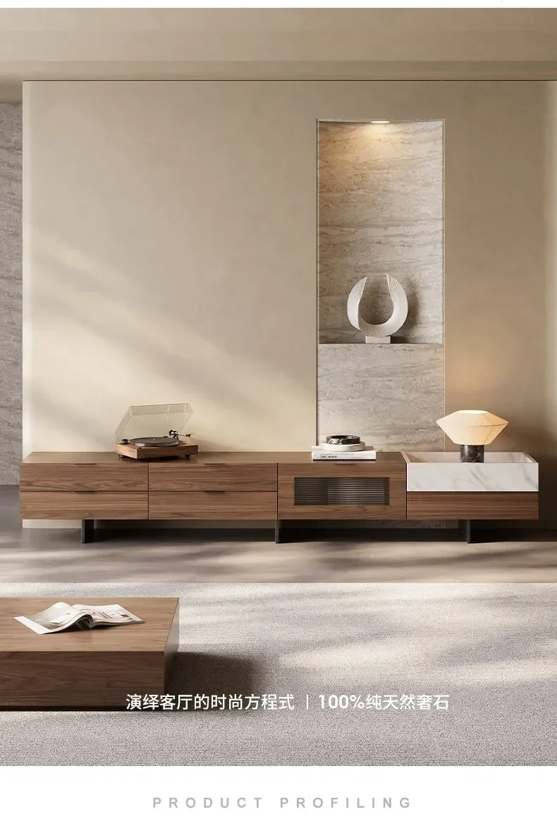 J13 TV Cabinet Minimalist Living Room Villa Simple Modern Marble Storage Floor Cabinet