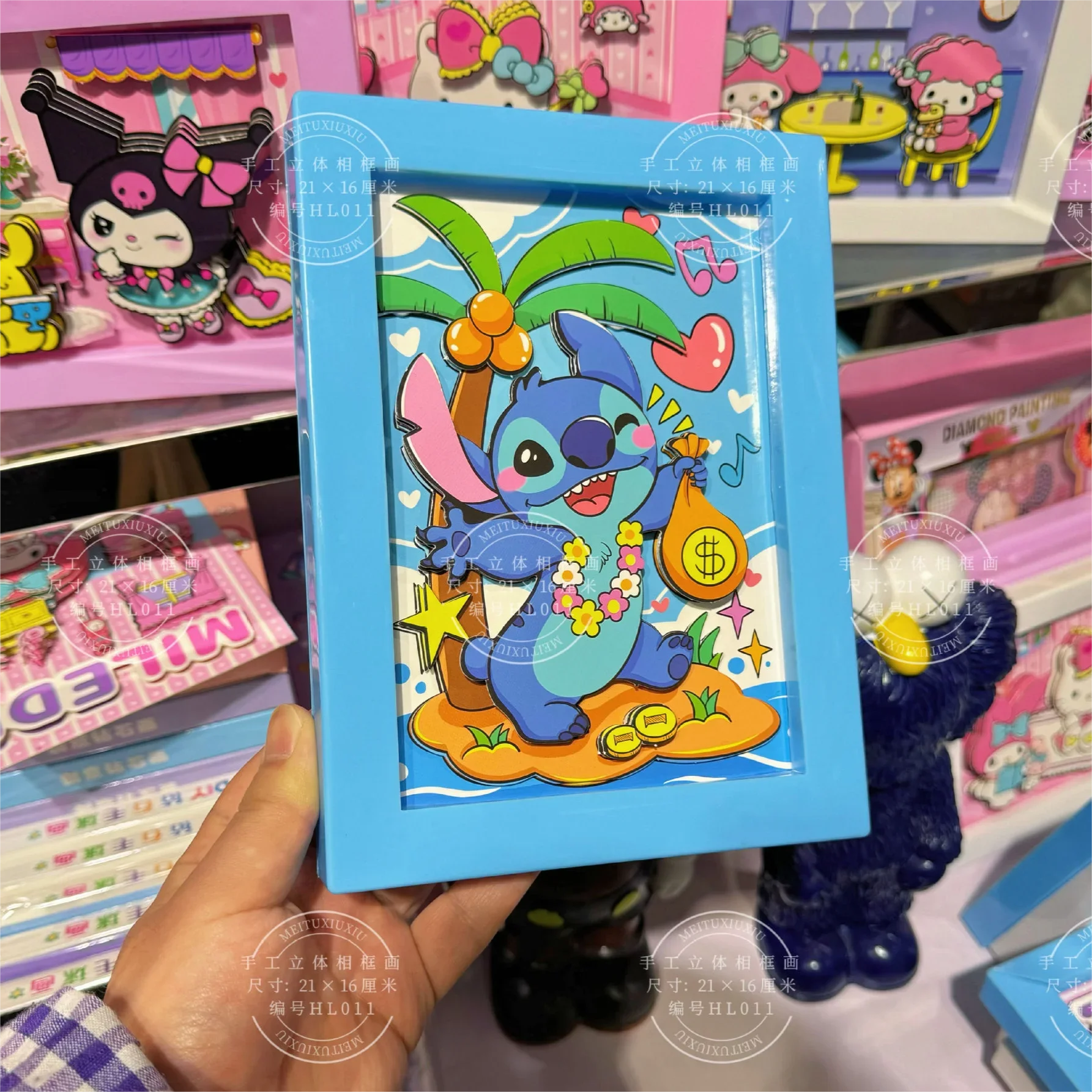 

Disney Kawaii Cartoon Stitch 3D Stereoscopic Picture Frame Painting New Children's Handmade Diy Adhesive Painting Kids Toys