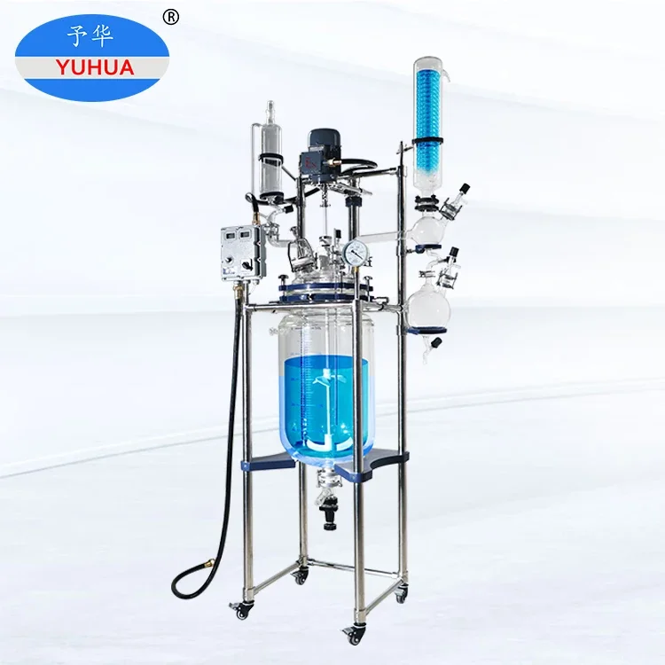 

YUHUA Explosion Proof Industrial Chemical 5L 10L 50L 100L Lab Glass Reactor Jacketed crystallization reactor