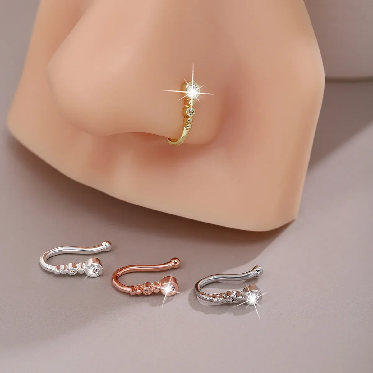 Non-perforated U-shaped Nose Clip Simple Fashion Temperament Geometric Round Nose Stud Non Piercing Wholesale Fake Naz