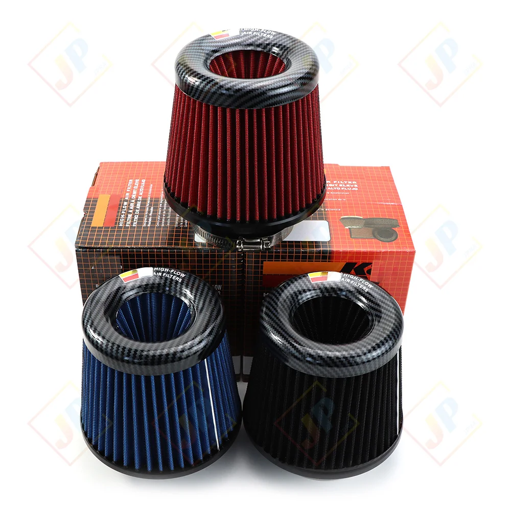 New Carbon graining 76MM 3 Inch High Flow Car Air Intake Filter Induction Kit Universal Car Accessories Tapered Air Filters