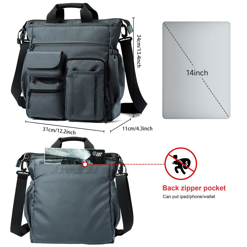 Sac à main multifonction pour hommes, sacoche à bandoulière Fashion, mallette décontractée pour hommes d\'affaires, grande capacité, Port USB, sac à