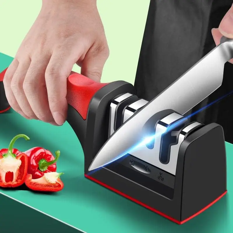 Knife sharpener Multi-functional three-stage whetstone Quick manual whetstone home knife sharpener tool