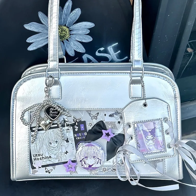 Transparent Ita Bag for Daily Use Large Capacity Shoulder Sling Bag for Anime Badge Display Versatile Themed Purse