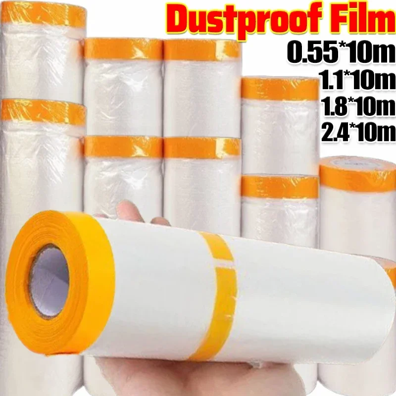 Disposable Cuttable Dust Film Self-adhesive Dustproof Film Pre-Taped Masking Films for Automotive Painting Protection Dormitory